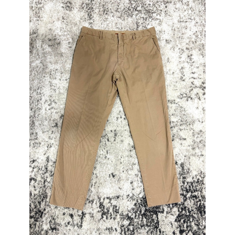 Zegna Chino Pants Men 54 Beige Cotton Stretch Flat Front Italy